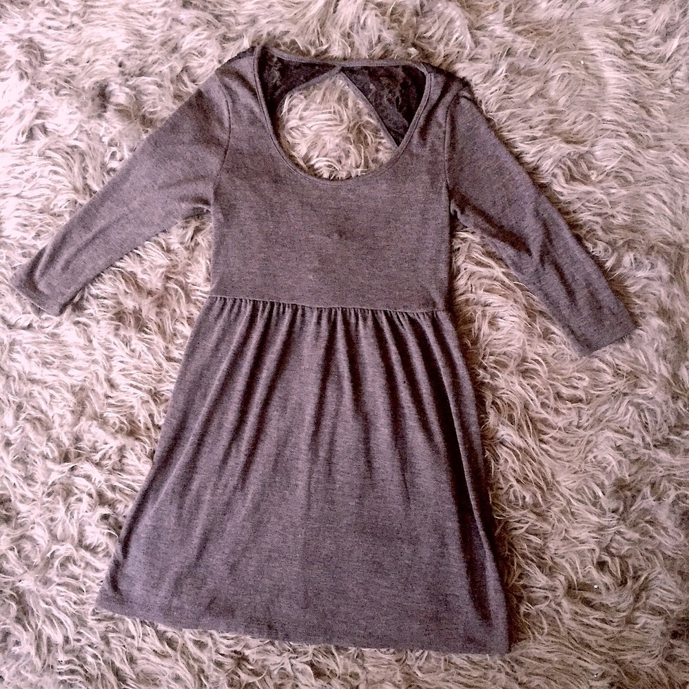 Gray Lace Back Dress